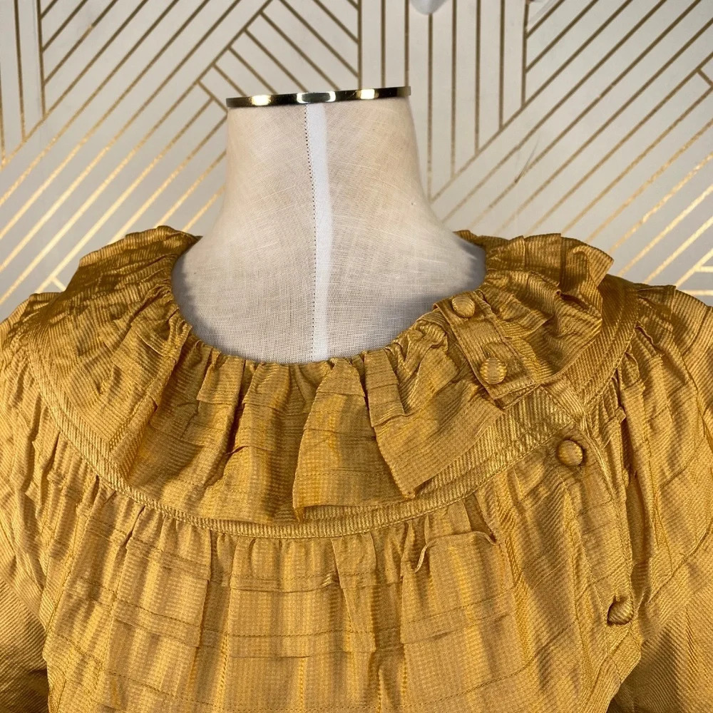 Marc Jacobs Mustard Yellow Silk Ruffle‎ Dress - Picture 2 of 8